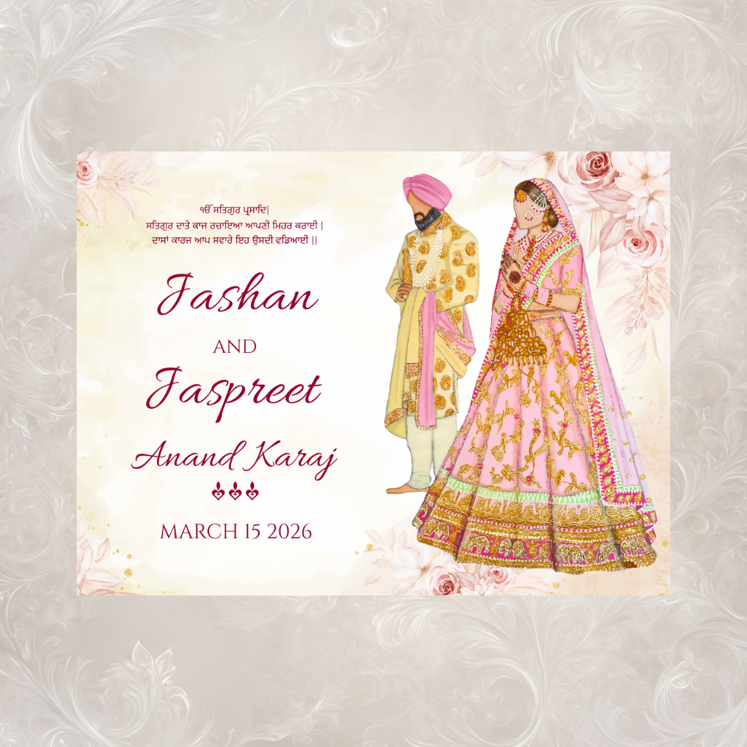 Anand Karaj Welcome Sign | Sikh Wedding Couple | Custom Name & Date