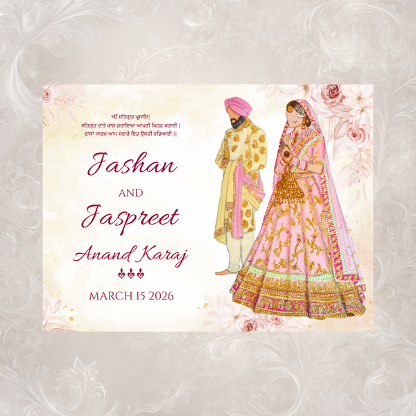 Anand Karaj Welcome Sign | Sikh Wedding Couple | Custom Name & Date