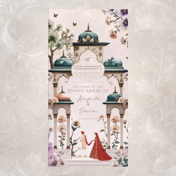 Anand Karaj Welcome Sign | Large 3x6 ft | Custom Name & Date