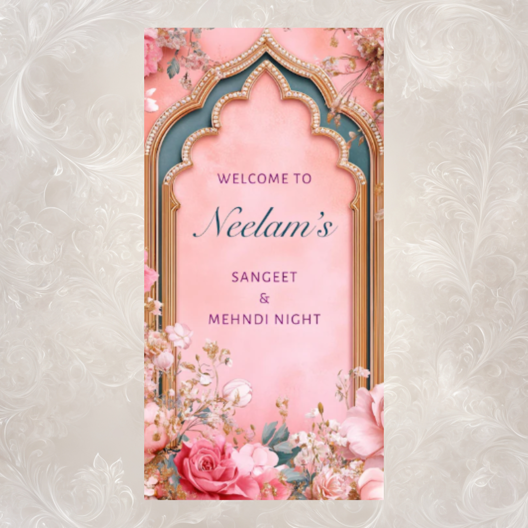 Sangeet & Mehndi Night Welcome Sign | Large 3x6 ft | Custom Name & Date